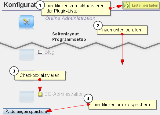 Liste der verfgbaren Plugins