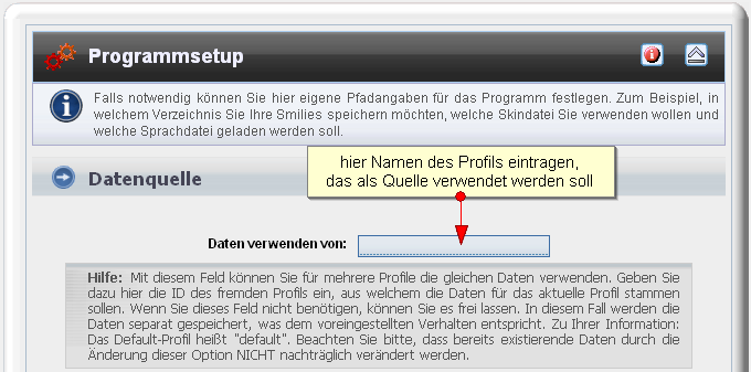 Daten von anderem Profil verwenden