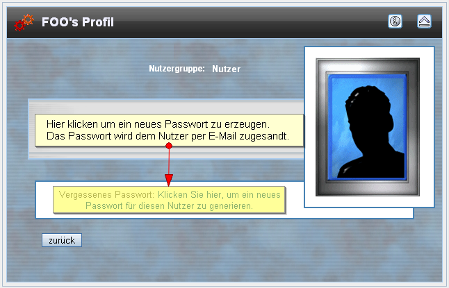 Nutzer editieren: neues Passwort generieren